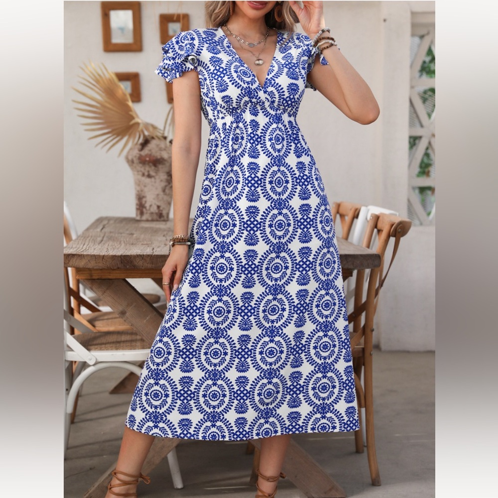 Boho Flared Sleeve Maxi Dress NWT